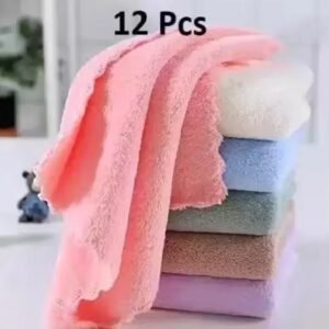 ultra soft microfiber face towels / rumal – highly absorbent handkerchiefs for women & babies (pack of 12, 25x25 cm, multicolor)