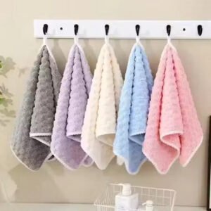 microfiber waffle texture hand & face towels with hanging loop (pack of 4, 35x55 cm, quick dry & super soft)