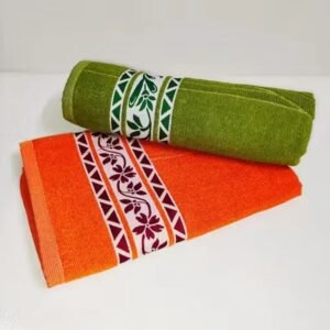 solapur special premium bath & beach towels – pack of 2 (orange & green, 30 × 60 inches)